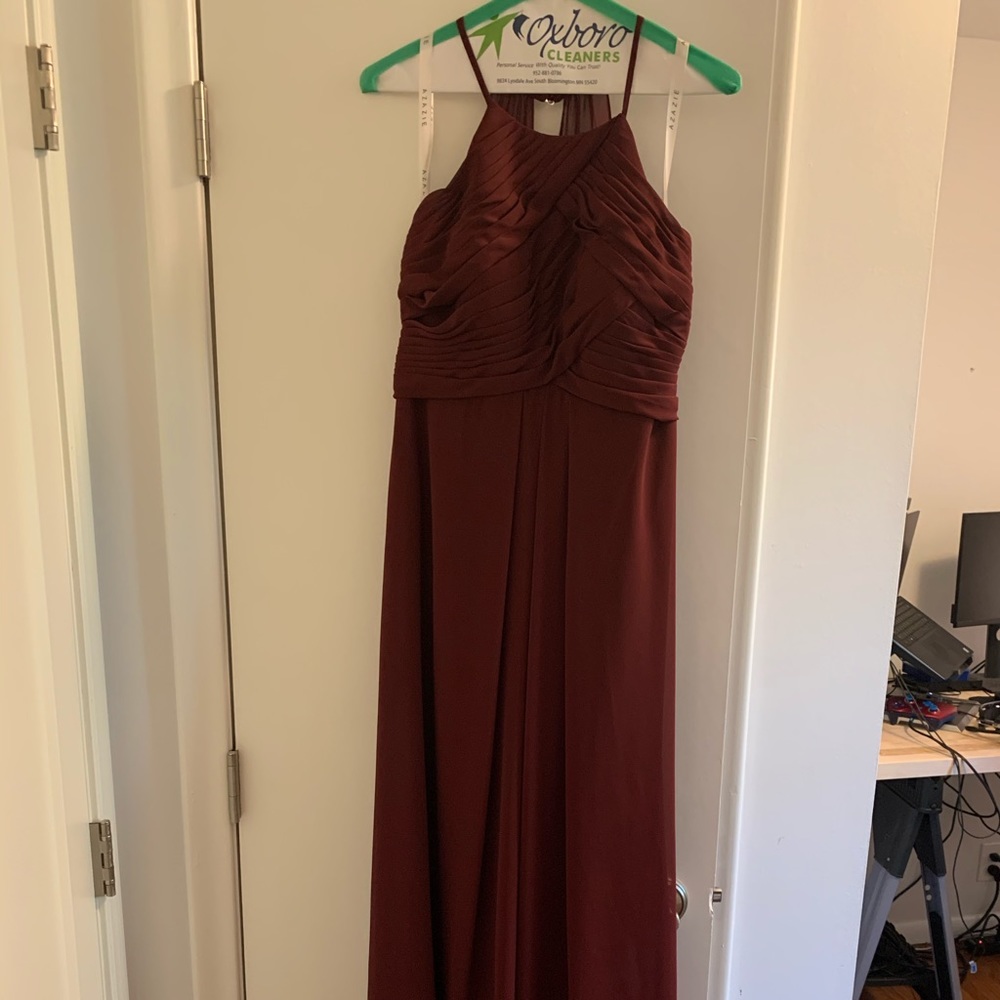 Azazie ginger dress in Cabernet size A8